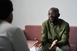 Person talking to therapist at an intensive outpatient program near Denver in Colorado